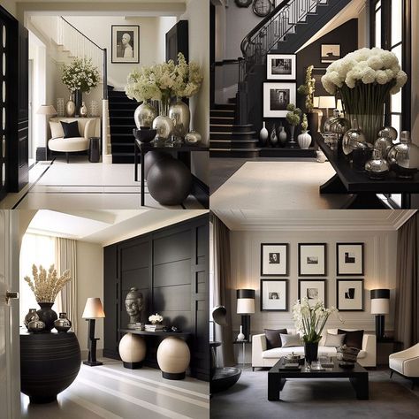 Classic Antique Interior Design, Expensive Interior Design, Brown Black And White Living Room, Kelly Hoppen Living Room, Oversized Decor, Townhouse Interior Design, Kelly Hoppen Interiors, Sophisticated Interior Design, Style Californien