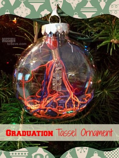 Save that Graduation Tassel now - for an easy peasy Christmas Ornament later (diy details on MissionToSave.com) Party Graduation Ideas, Graduation Tassel Ornament, Tassel Ornaments, Clear Plastic Ornaments, Graduation Tassel, Graduation Ornament, Tassel Ornament, Diy Graduation, Crafts For Teens To Make