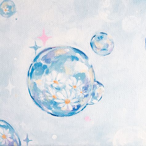 Acrylic Bubble Painting, Aesthetic Bubbles, Bubbles Aesthetic, Bubble Aesthetic, I Feel Happy, Bubble Drawing, Cute Paintings, Small Canvas Art, Soap Bubbles