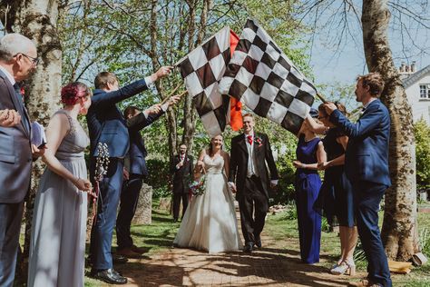 Dirt Bike Wedding, Car Themed Wedding, Bike Wedding, Themed Wedding Decorations, Sports Wedding, Wedding Unique, Future Wedding Plans, Film Wedding Photography, Checkered Flag