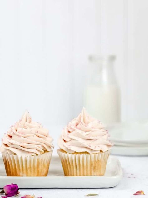 Rosewater Buttercream Frosting - Living Beyond Allergies Buttercream Icing Cake, Rose Frosting, Flavored Whipped Cream, Ultimate Chocolate Cake, Decorator Frosting, Rose Flavored, Lemon Buttercream, Cupcake Cake Designs, Homemade Frosting