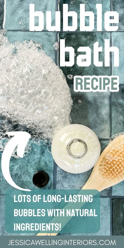 Make this all-natural DIY bubble bath with just 4 ingredients to enjoy at home or to give as gifts! Diy Bubble Bath Recipe, Bubble Bath Diy, Diy Bubble Bath, Natural Bubble Bath, Bubble Bath Soap, Homemade Lotions, Bathing Products, How To Make Bubbles, Homemade Things