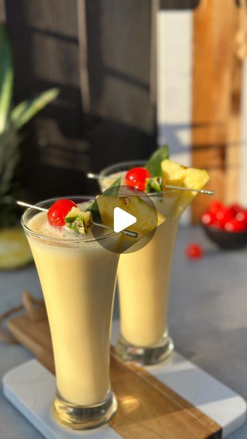 Fathima Yusuf (Shadiya) on Instagram: "Tag your beach buddy who needs to try this! 💖

Dive into this creamy, dreamy Alcohol free Piña Colada recipe that’s perfect for any sunny day! ☀️🍹 Blend up some fresh pineapple, coconut cream, & let the vacation vibes roll! 🥥🍍

Ready to escape to the tropics? 🌴🌺

LIKE, SAVE, SHARE the reel &
FOLLOW @shadi_faleel for more easy recipes.

You’ll only need:
1 whole Pine apple Chopped into wedges 
1 can of Coconut milk 
3 tbsp Honey ( or adjust as required )
2 cups of Ice cubes

Garnish with Pine apple wedges, a pineapple leaf and a Cocktail cherries (maraschino cherries)

Follow @shadi_faleel
Share & Save the reel.

Follow the instructions mentioned on the video.

#pinacolada #TropicalVibes #CocktailRecipe #cheerstosummer #mocktails #summermocktails Pineapple Pina Colada, Cocktail Cherries, Summer Mocktails, Creative Drinks, Fruity Alcohol Drinks, Pine Apple, Healthy Juicer Recipes, Coconut Drink, Pina Colada Recipe