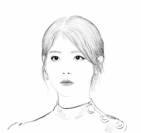 Our love 💟💟 Iu Line Art, Iu Sketch Pencil, Iu Sketch, Face Outline, Art Sketches Pencil, Celebrity Drawings, Face Sketch, Beauty Art Drawings, Kpop Drawings