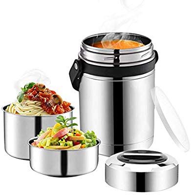 Amazon.com: Soup Thermos, 61oz Food Jar with Handle for Hot Food, 3 Tier Thermal Insulated Lunch Thermos Wide Mouth, 304 Stainless Steel Vacuum Insulated Flask, Travel Food Storage Carrier Container Bento Box: Kitchen & Dining Lunch Thermos, Food Thermos, Soup Thermos, Soup Dish, Thermos Flask, Soup Containers, Hot Food, Lunch Containers, Insulated Lunch Box