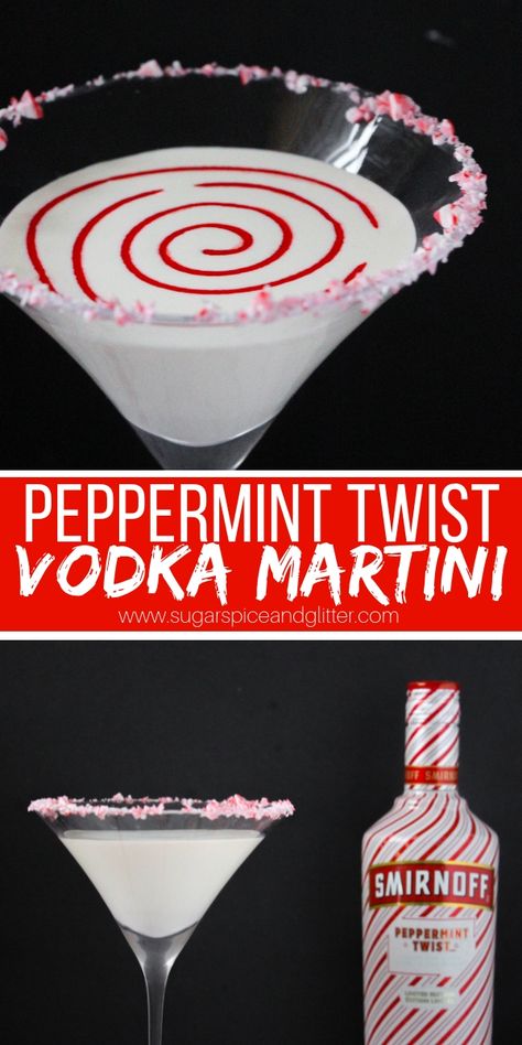 Drinks With Peppermint Vodka, Peppermint Martini Recipe, Smirnoff Peppermint Twist, Peppermint Vodka, Xmas Drinks, Christmas Drinks Alcohol Recipes, Peppermint Martini, Christmas Party Drinks, Christmas Drinks Recipes