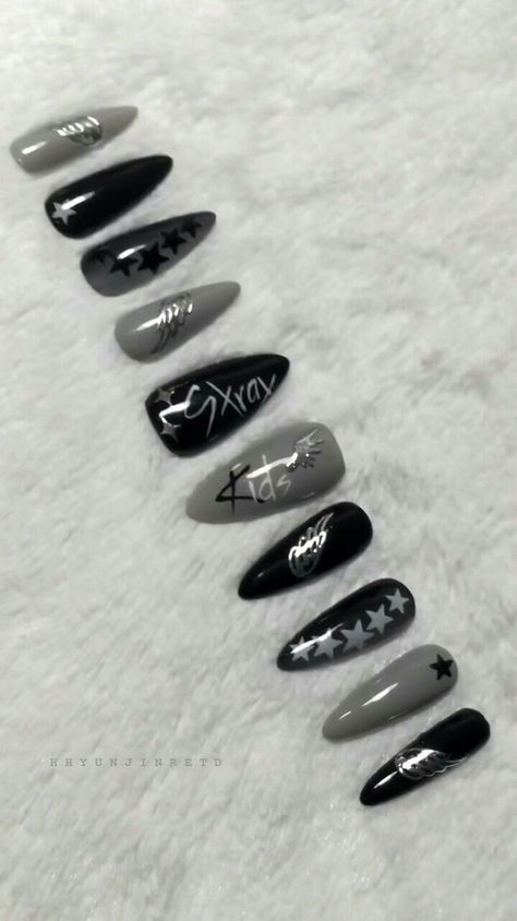 Skz Nail Art Ideas, Straykids Nail Ideas, Kpop Inspired Nails Skz, Straykids Inspired Nails, Stray Kids Nails Ideas, Stray Kids Nails Inspired, Skz Nails Design, Straykids Nails Designs, Ateez Nails Designs