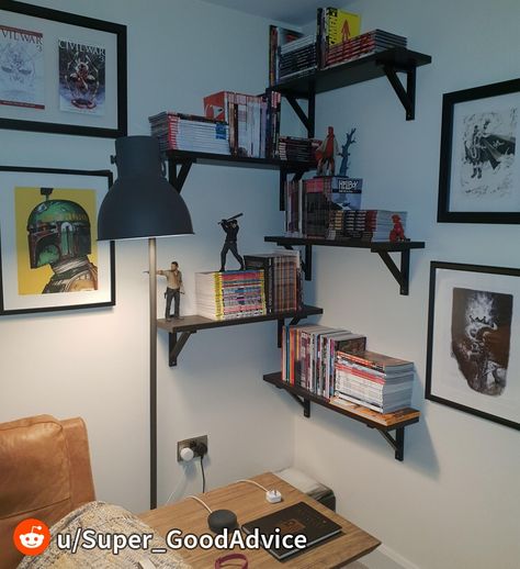 Comic Book Storage Ideas, Nerd Bedroom, Comic Book Rooms, Book Storage Ideas, Comic Storage, Comic Book Display, Comic Book Room, Comic Room, Comic Book Storage