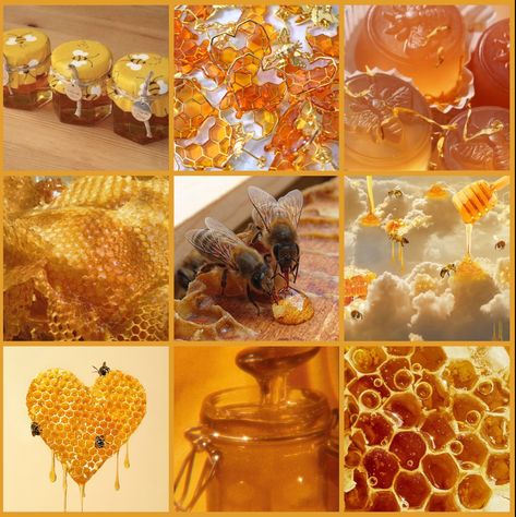 Honey Bee Mood Board, Bees Astethic, Mood Board Character, Crochet Mood Board, Mango Moodboard, Honey Core Aesthetic, Bee Astethic, Bee Color Palette, Bee Moodboard