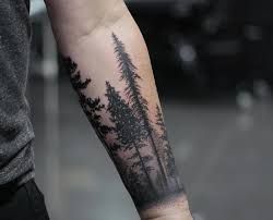 Forest Tattoo Ideas, Forest Tattoo Sleeve, Forest Forearm Tattoo, Camping Tattoo, Tree Tattoo Men, Forest Tattoo, Wrist Tattoos For Guys, Forest Tattoos, Forearm Tattoo Design