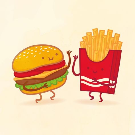 Can’t have a cheeseburger without a side! 🍔🍟 #justcallmefrenchfries Food Cartoon, Burger And Fries, Drawings Of Friends, Food Pairings, Kawaii Food, Whimsical Illustration, Food Drawing, Best Friends Forever, Disney Drawings