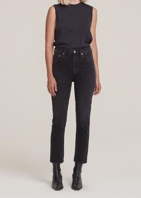 AGOLDE Riley Jean in Panoramic | Tula's Online Boutique Leg Hold, Straight Crop Jeans, Cotton Pants, Looks Vintage, Premium Denim, Denim Pant, Cropped Jeans, Stretch Denim, Black Jeans