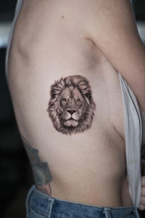 Dark Age Tattoo, Age Tattoo, Small Lion Tattoo, Tattoos For Dad Memorial, Lion Head Tattoos, Lion Tattoo Design, Gold Tattoo, Dad Tattoos, R Tattoo