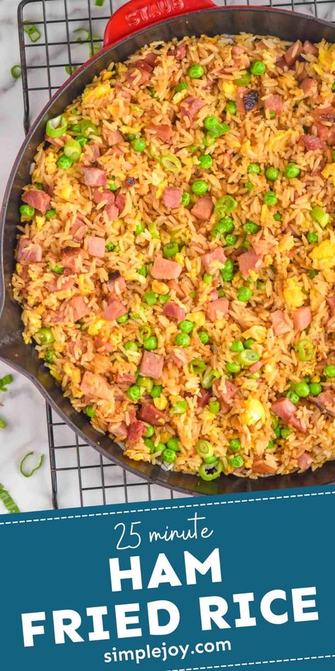 Fried Rice Ham, Ham Fried Rice Recipe Chinese Food, Ham And Rice Recipes, Ham Steak Dinner Ideas, Ham Fried Rice Recipe, Ham Steak Dinner, Ham And Rice, Cabbage Fried Rice, Ham Rice