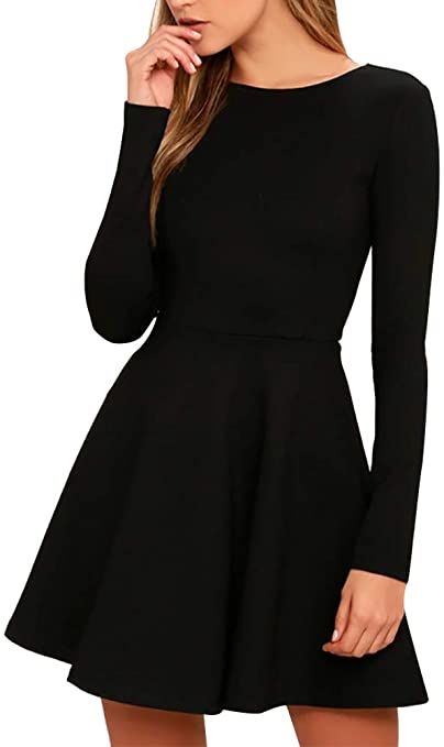 Simple Dresses Classy, Short Black Dress Long Sleeves, Black Dress With Sleeves, Long Sleeve Casual Dress, Women Long Sleeve Dress, Long Sleeve Short Dress, Black Long Sleeve Dress, Slim Fit Dresses, Black Dresses Casual