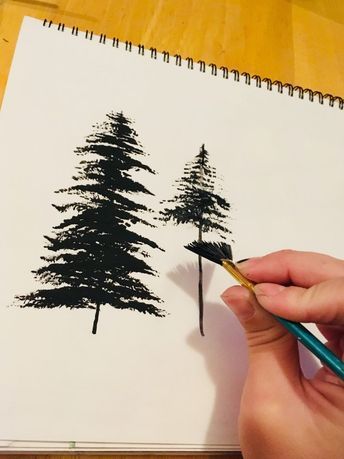 Fan Painting, Drawing Trees, Step By Step Acrylic Painting, Painting Trees, Fan Brush, Seni Cat Air, 수채화 그림, Lukisan Cat Air, Step By Step Painting