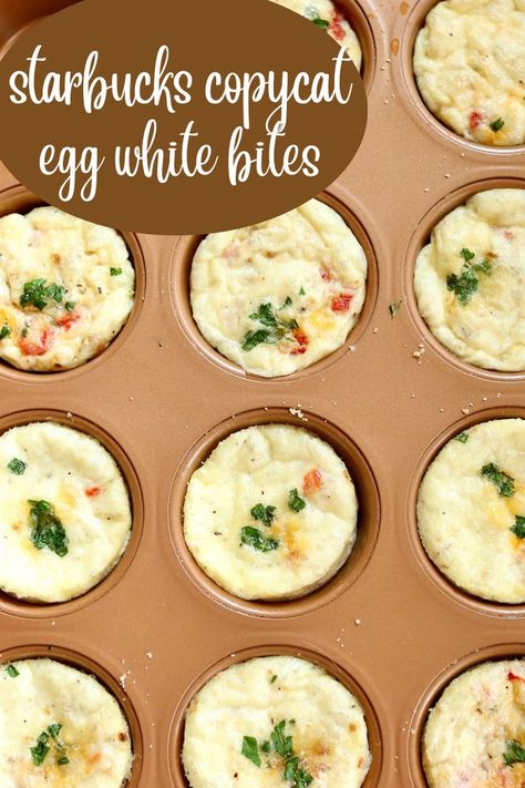 a muffin tin of egg white bites Egg White Mini Muffins, Egg Whites Bites Muffin Tins, Ehh White Bites, Ham And Cheese Egg White Bites, Egg White Egg Bites Starbucks, How To Make Egg White Bites, Homemade Egg White Bites, How To Cook Egg Whites, Dairy Free Egg White Bites