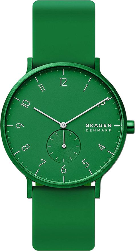 Amazon.com: Skagen Men's Aaren Quartz Analog Stainless Steel and Silicone Watch, Color: Yellow (Model: SKW6510) : Clothing, Shoes & Jewelry Skagen Watches, Skagen, Silicon Bands, Watch Model, Mens Gift Sets, Wrist Watches, Steel Watch, Minerals Crystals, Cool Watches