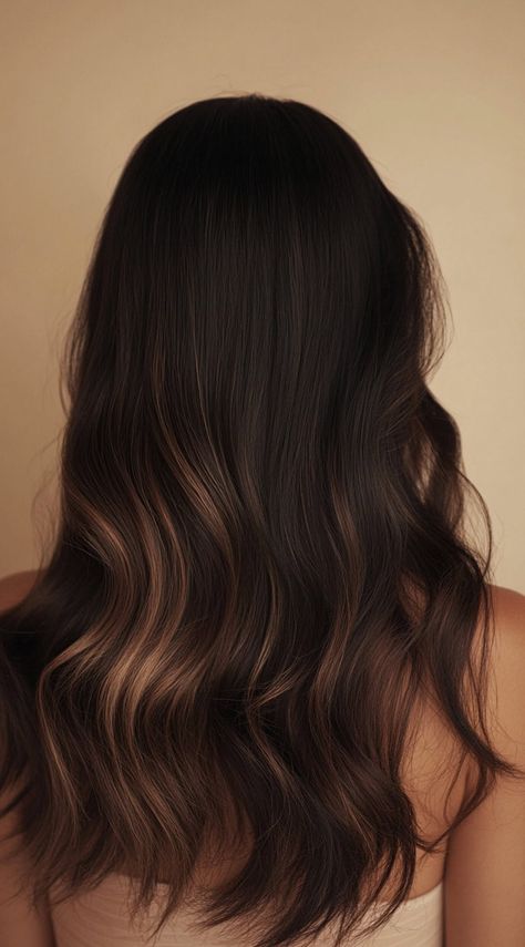 17 Dark Caramel Balayage Ideas: Transform Your Look with Stunning Hair Color Combinations | LooksNiceOnMe Dark Brown Hair Partial Balayage, Chocolate Melt Hair, Black Hair Ombre Balayage, Darker Hair Color Ideas, Balayage Hair Dark Brown, Subtle Brown Balayage, Dark Caramel Balayage, Hair Color Combinations, Partial Balayage