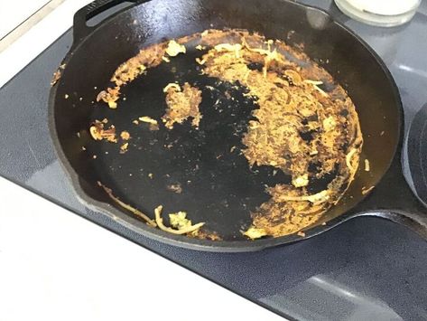 How do you clean a cast iron skillet with burnt pasta,eggs ? Burnt Pasta, Carpet Wrinkles, Clean A Cast Iron Skillet, Tab Ideas, Fabric Spray Paint, Pasta Cheese, Metal Front Door, Colorful Dresser, Glider Rocking Chair