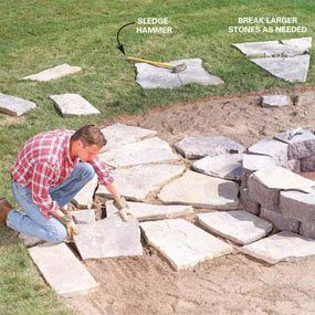 Flagstone Walkway, Fire Pit Ring, Stone Fire Pit, Flagstone Patio, Fire Pit Area, Fire Pit Designs, Patio Diy, Stone Path, Diy Fire Pit