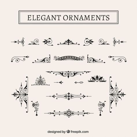 Vintage elegant ornaments pack Free Vector Text Dividers, Elegant Ornaments, Doodle Frame, Baroque Ornament, Vintage Png, Laser Art, Antique Illustration, Ornament Frame, Bujo Inspiration