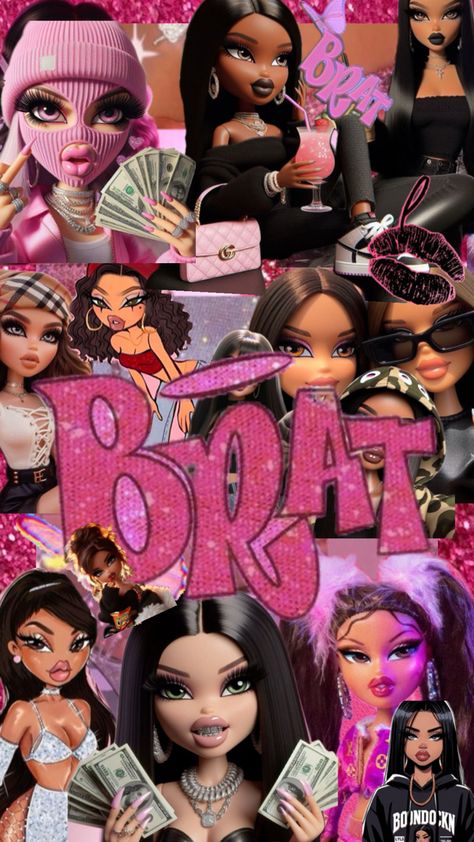 Pink Doll Wallpaper, Mexican Bratz Doll, Pink Bratz, Pink Glitter Wallpaper, Brat Doll, Disney Gif, Pretty Phone Wallpaper, Pink Doll, Bible Facts