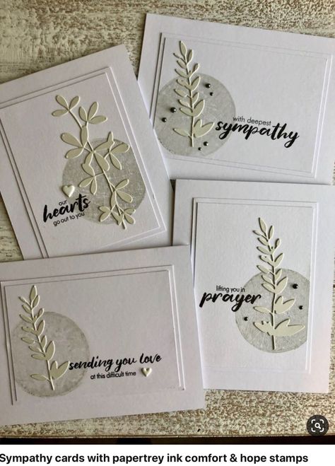 Dry Embossed Cards, Just A Note Card Ideas, White On White Cards, Handmade Sympathy Card, Stampin Up Sympathy Cards, Sympathy Cards Handmade, Cards Simple, Condolence Card, Leaf Cards