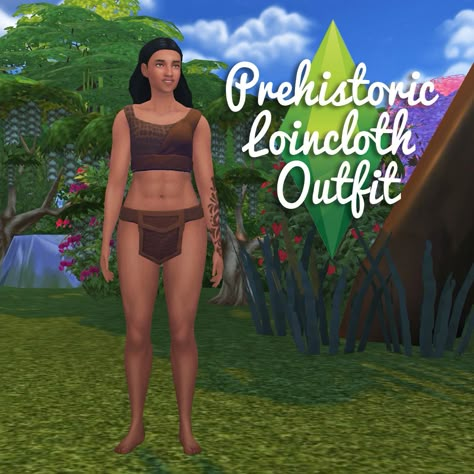 TS4: Prehistoric Loincloth Outfit for WomenI wasn’t planning on doing more prehistoric clothes but this was just a small edit of that one base game outfit I did, since I thought it looked kinda nice... Sims 4 Caveman Cc, Sims 4 Cc Desert Clothes, Sims 4 Jungle Adventure Cc Clothes, Sims 4 Loincloth, Sims 4 Prehistoric, Ts4 Prehistoric Cc, Sims Stories, Toddler Top, Sims 4 Challenges