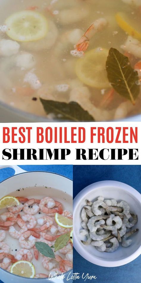 Make boiled frozen shrimp the quick and easy method! Did you forget to defrost the shrimp for a recipe and you don't have time to defrost shrimp to raw? Learn how to boil frozen shrimp using our simple technique whether you're needing shrimp for shrimp cocktail, in salads, or in other types of recipes. How To Cook Frozen Raw Shrimp, Frozen Raw Shrimp Recipes Easy, Boiling Shrimp For Shrimp Cocktail, How To Cook Raw Shrimp For Cocktail, Boiled Shrimp Cocktail Recipe, Frozen Shrimp Appetizers, How To Cook Raw Shrimp, How To Cook Frozen Shrimp, Boil Frozen Shrimp