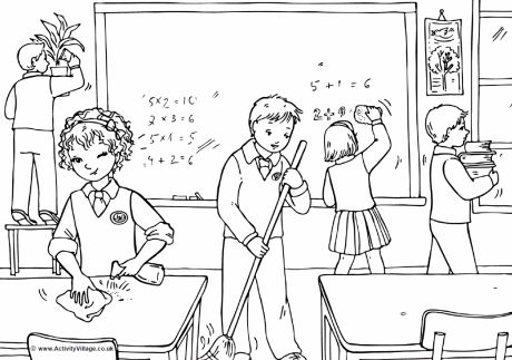 Help tidy up colouring page - children having fun tidying and cleaning their classroom Student Cleaning, Cleaning Drawing, Clean Classroom, Memory Drawing, Classroom Clipart, Pencil Test, Dibujo Simple, Picture Composition, Teaching Posters