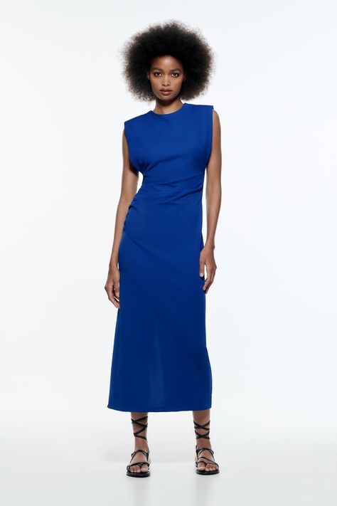 Dresses for Women | Explore our New Arrivals | ZARA United States Royal Blue Palette, Zara Blue Dress, Chenille Dress, Graduation Outfit Ideas, Silk Bralette, Winter Cool, Fall Fashion Skirts, Tips Sewing, Main Character Energy