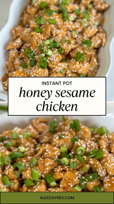 This homemade Honey Sesame Chicken is better than takeout! It has a few simple ingredients, and it comes together in under 30 minutes! It’s sweet, savory, and delicious! It’s the perfect meal for an easy weeknight dinner, and you may even have all the ingredients on hand! I make this dish in the Instant Pot for quick cooking and cleanup! Make it with me! Food Ninja, Instapot Recipes Chicken, Sunday Dinner Ideas, Honey Chicken Recipe, Chicken Instant Pot, Honey Sesame Chicken, Sesame Chicken Recipe, Honey Sesame, Chicken Thigh Recipes Crockpot