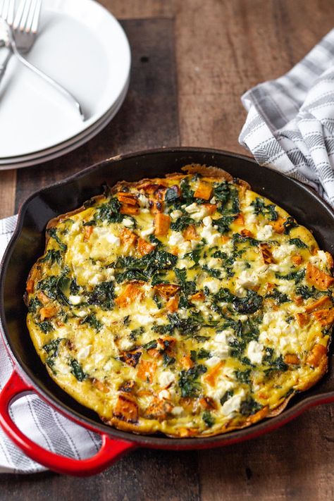 Greek Frittata, Christmas Breakfast Recipes, Kale Frittata, Sweet Potato And Kale, Sweet Potato Frittata, Cooking Light Magazine, Christmas Breakfast Recipe, Sweet Potato Kale, Kale Recipes