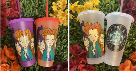 Sister Witches, Starbucks Cold Cups, Colored Cups, Personalized Starbucks Cup, Cold Cups, Starbucks Logo, The Cartoon, Reusable Cup, Starbucks Cup