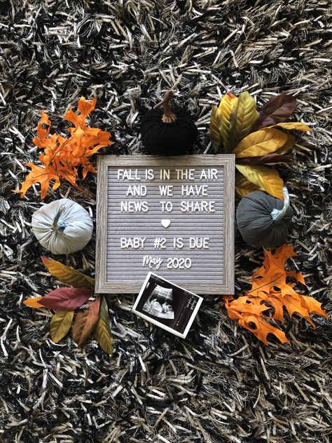 #Fallbabyannouncement. #baby2 Halloween Drive Thru Ideas, Fall Rainbow Baby Announcement, Baby Fall Announcement Ideas, Diy Baby Announcement Photo, Pregnancy Halloween Announcement, Fall Second Baby Announcement, May Due Date Announcement, Halloween Baby Announcement Ideas, Fall Baby 2 Announcement Ideas