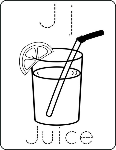 J Is For Juice, Juice For Kids, Practicing Handwriting, Tracing Practice, Kids English, Abc Alphabet, Handwriting Worksheets, Alphabet Tracing, Vector Sketch