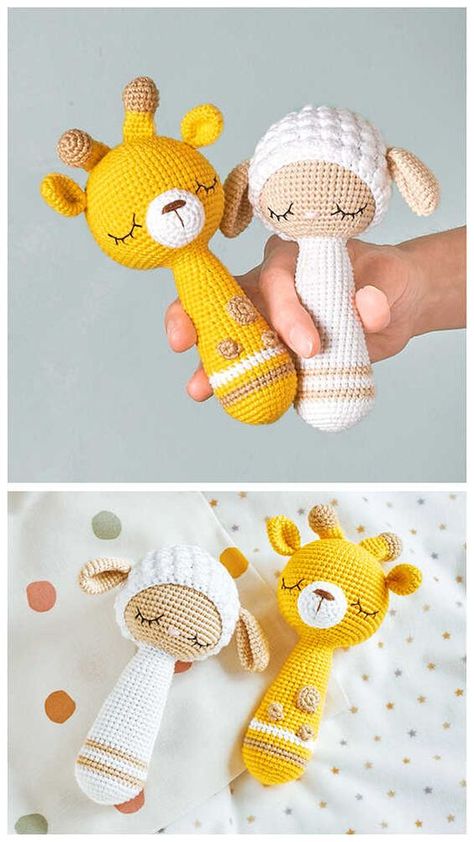 Giraffe Rattle Crochet Pattern Free, Crochet Big Dolls Free Patterns, Girrafe Crochet Pattern Free, Crochet Rattle Free Pattern Amigurumi, Crochet Animals For Babies, Free Crochet Amigurumi Patterns Animals, Baby Toy Crochet Patterns Free, Rattle Crochet Pattern Free, Amigurumi Rattle Free Pattern