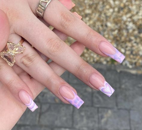 Nail Art Purple French Tip, Bday Nails, Purple French, Tree Nails, Edgy Nails, Bristol Uk, Simple Acrylic Nails, Really Cute Nails, Short Acrylic Nails Designs