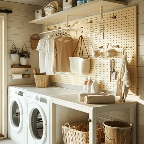 peg board 2 Pegboard Organization Laundry Room, Laundry Room Pegboard, Room Pegboard, Cleaning Tools Organization, Pegboard Shelf, Sewing Supplies Organization, Diy Laundry Room, Pegboard Organization, Mudroom Ideas