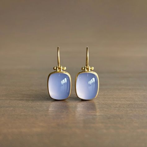 2023 Wardrobe, Cushion Earrings, Blue Gemstone Earrings, Rectangle Cushion, Earrings Hanging, Chalcedony Earrings, 2 Earrings, Casual Jewelry, Newport Ri