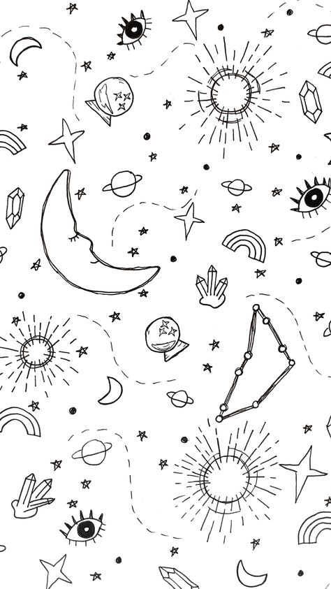 Space Black And White Drawing, B&w Drawings, Space Sketches Simple, Space Art Simple, Space Filler Doodles, Simple Space Drawings, Doodle Art Space, Space Doodle Art, Space Aesthetic Drawing