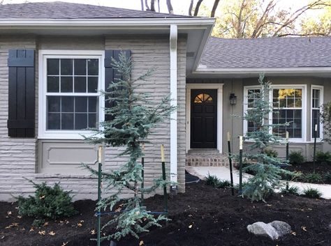 Exterior - Before & After • Mindfully Gray Mcgee Paint Colors, Studio Mcgee Paint, Studio Mcgee Paint Colors, Mindfully Gray, Paint Colors White, Driveway Walkway, Grey Exterior House Colors, Diy Exterior, Gray House Exterior