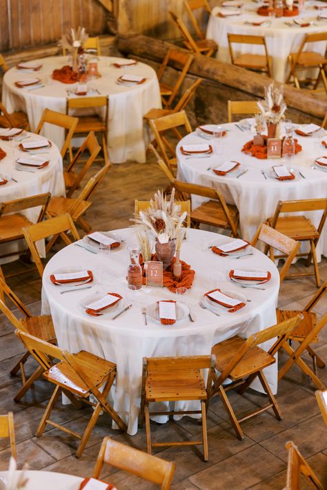 Boho rust fall wedding decor Table runners, centerpieces, table numbers, #pampas #pampasgrasswedding #boho #wedding #weddingideas Wedding Boho Table Settings, Wedding Table Ideas Round, Boho Rustic Table Setting, Wedding Terracotta Table Settings, Boho Fall Wedding Round Table Decor, Rustic Fall Wedding Table Setting, Boho Round Wedding Table, Table Runners On Round Tables Wedding, Burnt Orange Round Table Setting