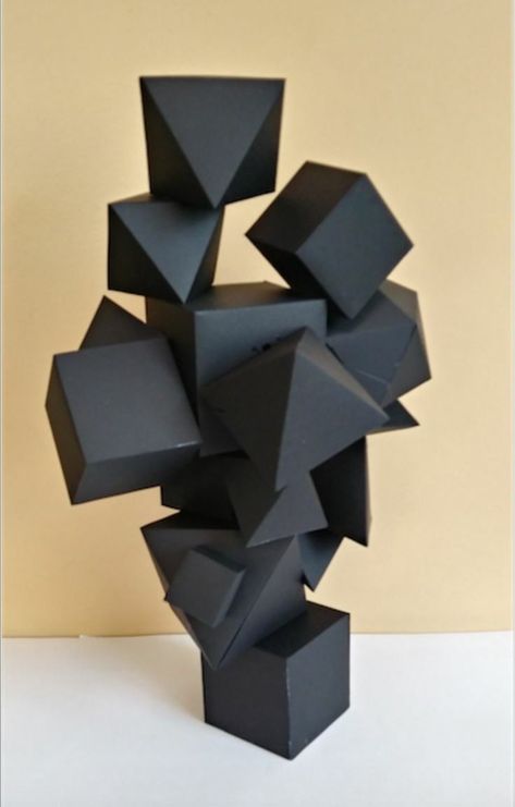 Geometric Sculpture Architecture, Form In Art, Nirmana 3d, 3d Geometric Shapes, Geometric Origami, Geometric Shapes Art, Platonic Solid, Geometric Sculpture, Creation Art