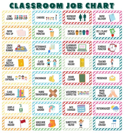 Class Jobs Free Printables, Preschool Classroom Labels Free Printable, Classroom Helpers Printables Free, Classroom Job Chart Free Printable, Job Charts For The Classroom Preschool, Preschool Job Chart Printables Free, Classroom Jobs Preschool Free Printable, Classroom Job Chart Free, Classroom Jobs Preschool