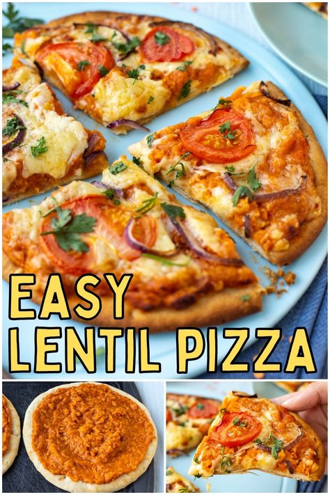 Lentil Pizza, Lentil Burgers, Vegetarian Italian, Meatless Recipes, Red Lentils, Vegetarian Entrees, Party Appetizers, Vegan Appetizers, Easy Cheesy