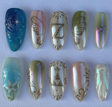 Zelda Wedding, Makeup Nails Art, Anime Nails, Gel Nails Diy, Really Cute Nails, Nails For Kids, Nail Jewelry, New Game, Nails Desing