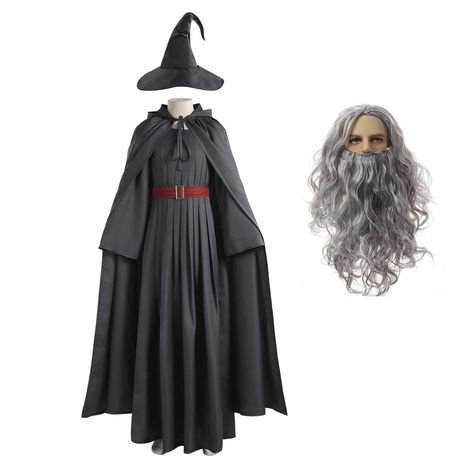 PRICES MAY VARY. Design: Inspired by Wizard Costume, a very wise elder in the movie of the Ring,identity is a powerful wizard adult men.Realistic restoration of movie characters. Package: Wizard Costume Adult includes Robe, satchel, cloak, belt, Cloak, Hat,Wig.Please check the pics when you order. Size: US Men size. Before you purchase, please refer to our SIZE CHART in left picture or in “Production Description” to choose appropriate size. Party-Ready: The Wizard cloak+wig is Eye-Catching, Maki Wizard Costume Male, Male Witch Outfit, Wizard Halloween Costume, Gandalf Costume, Warlock Costume, Wizard Cloak, Wizard Cosplay, Lord Rings, Mens Tunic