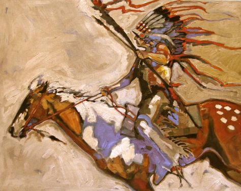 Mounted Brave  by Peggy Judy kK Peggy Judy, Modern Indian Art, Art Deco Paintings, Native American Artwork, Equestrian Art, Southwest Art, American Indian Art, Indian Paintings, Equine Art